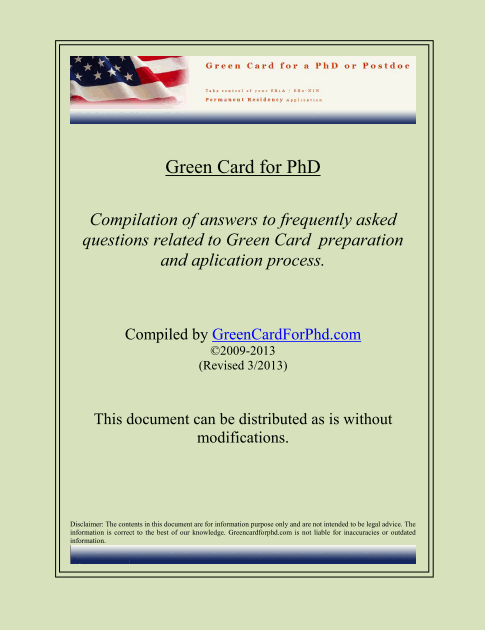 Green Card For phd ebook